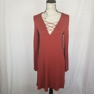 Express‎ Rust Colored Long Sleeve Casual Dress Size M